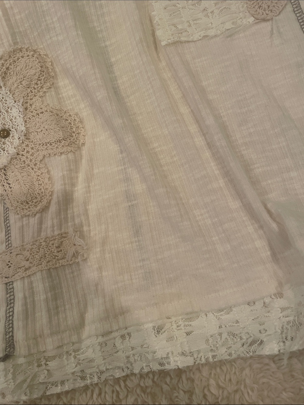 POL Cream Crochet Flower Hooded Top - Picture 3 of 5